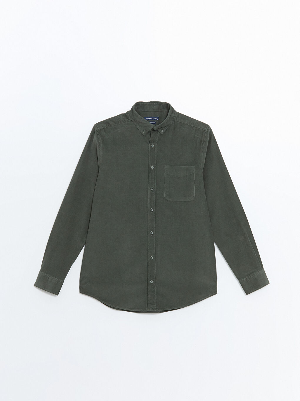 قميص مخمل كم طويل عادي للرجال-8