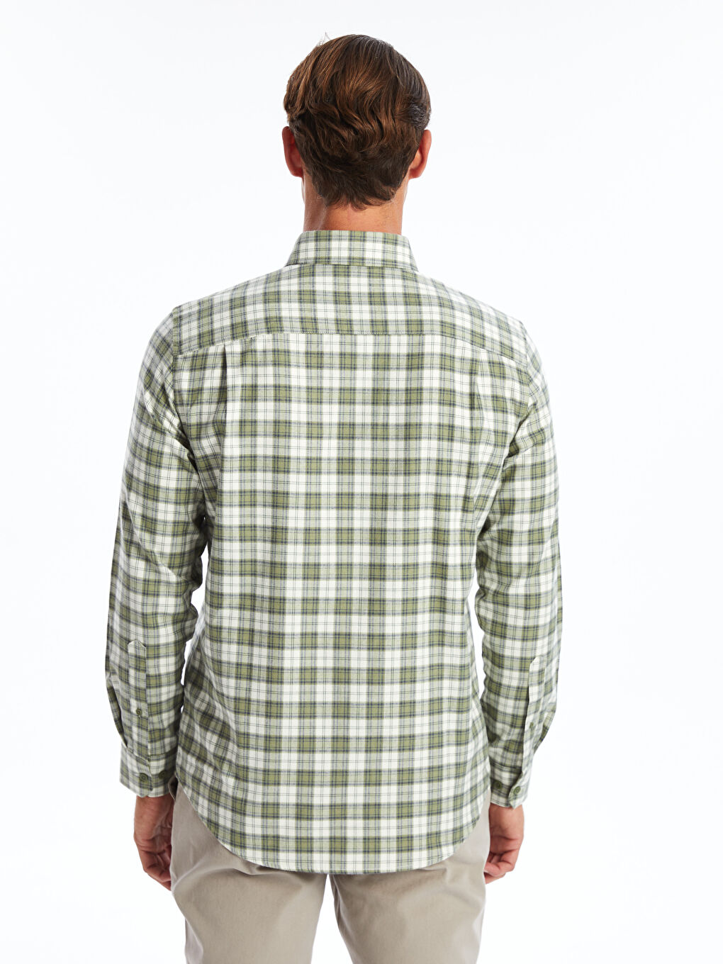 Regular Fit Long Sleeve Plaid Men's Shirt-3