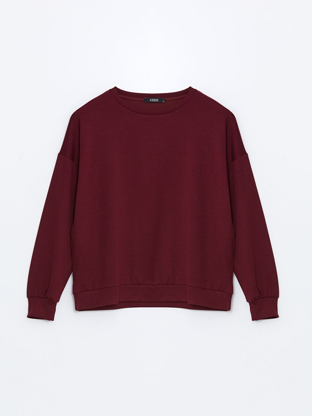 Bordo Bisiklet Yaka Kadın Sweatshirt-4
