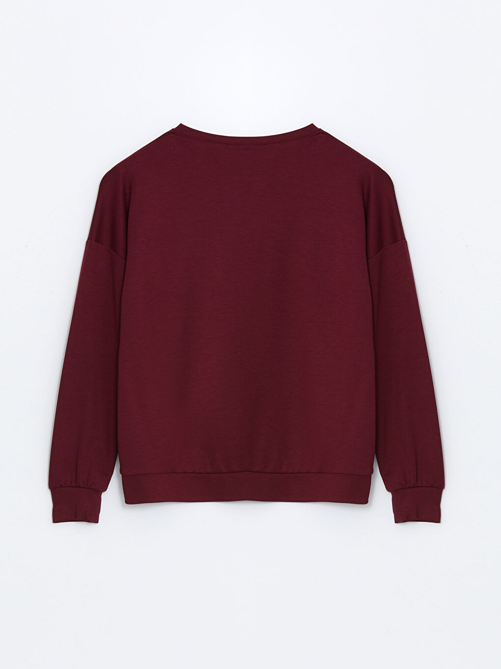 Bordo Bisiklet Yaka Kadın Sweatshirt-5