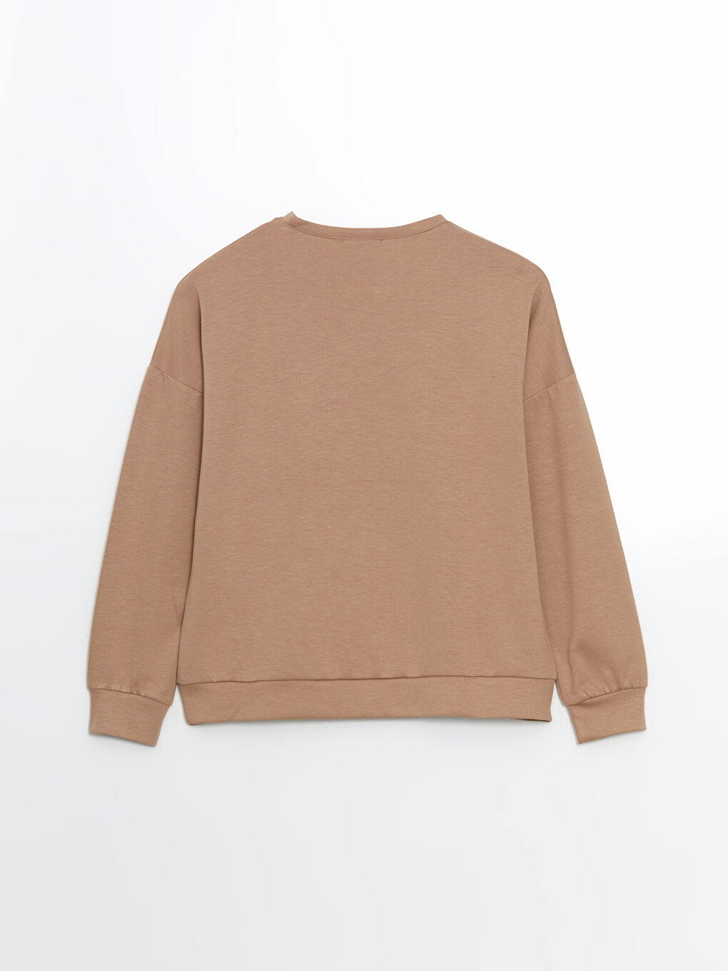 Bej Bisiklet Yaka Kadın Sweatshirt-5