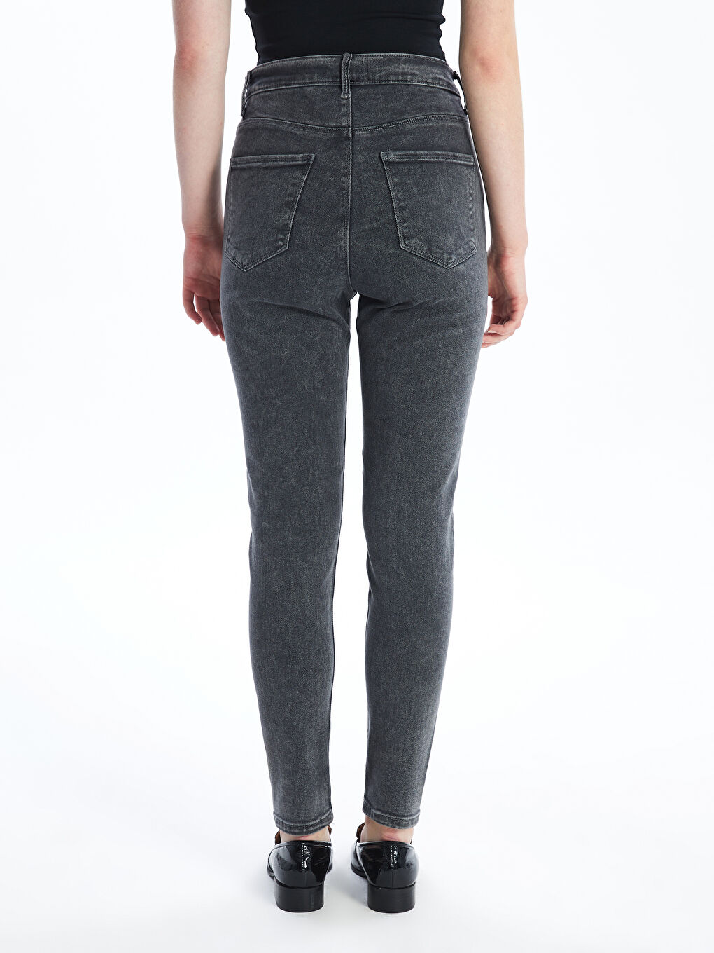 Gri Slim Fit Kadın Jean Pantolon-8