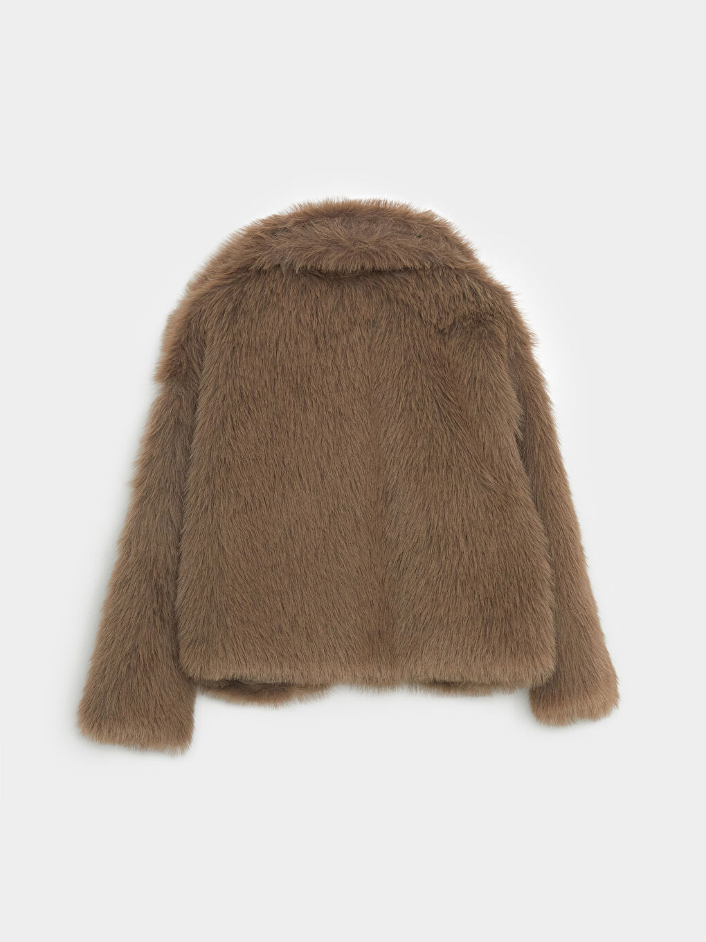 Bej Ceket Yaka Kadın Kürk Kaban-5