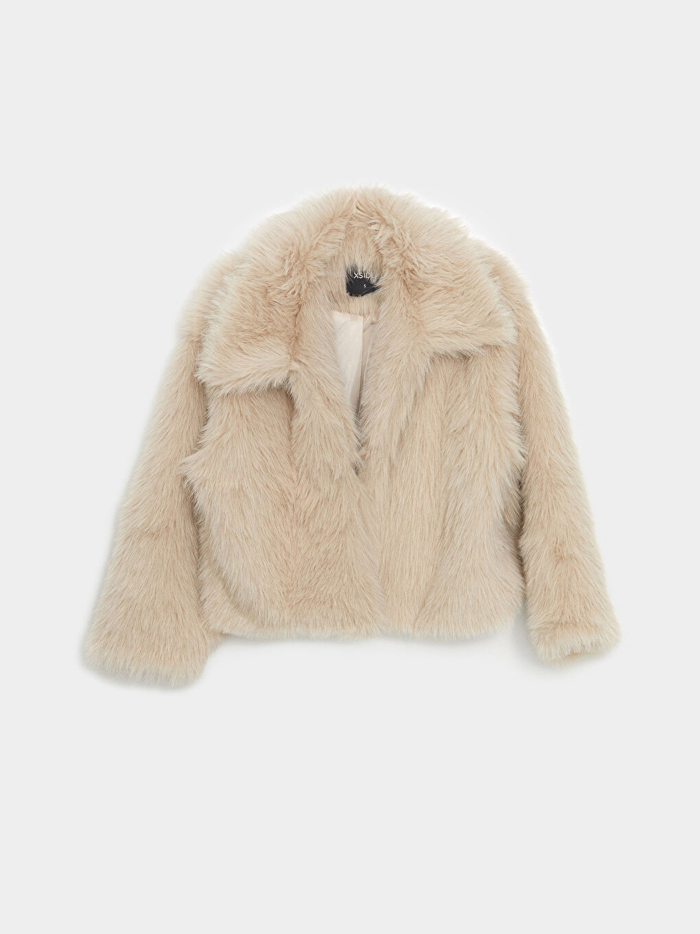 Bej Ceket Yaka Kadın Kürk Kaban-4