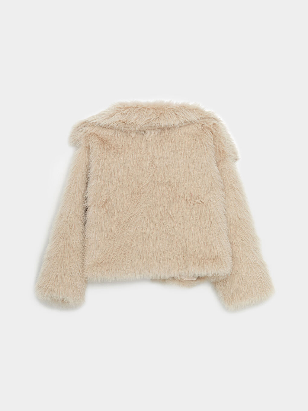 Bej Ceket Yaka Kadın Kürk Kaban-5