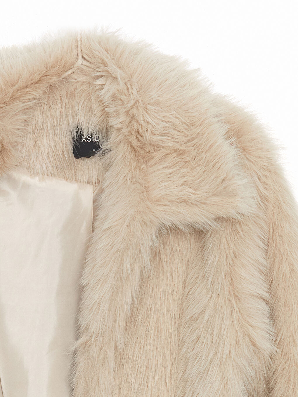 Bej Ceket Yaka Kadın Kürk Kaban-6