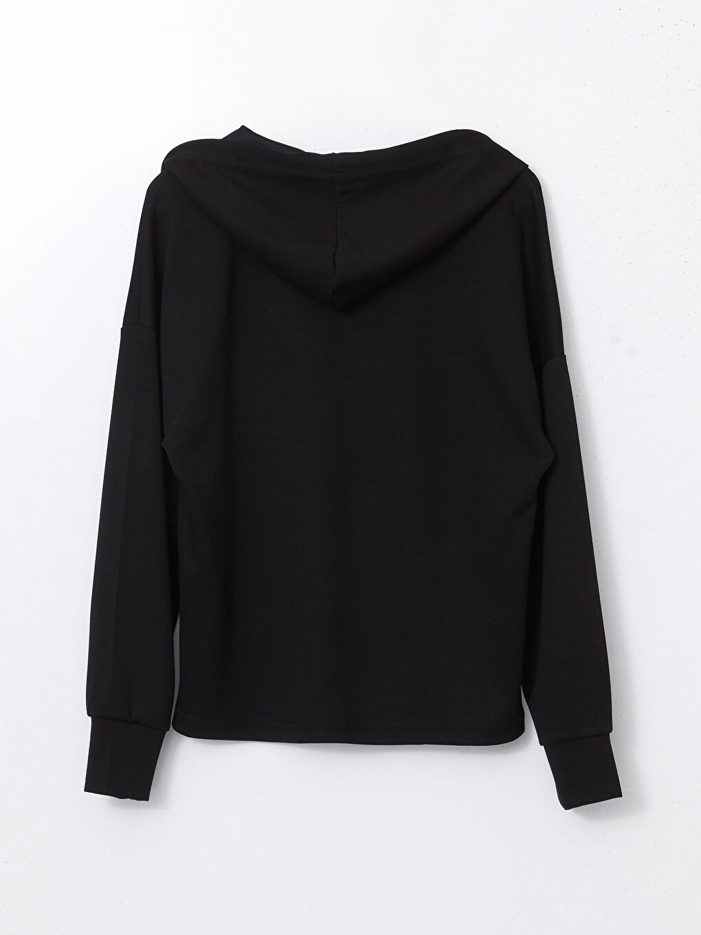 Siyah Kapüşonlu Kadın Fermuarlı Sweatshirt-5