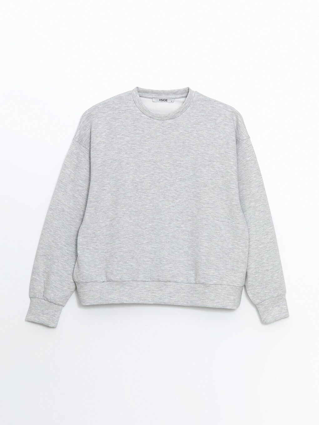 Gri Bisiklet Yaka Oversize Kadın Sweatshirt-4