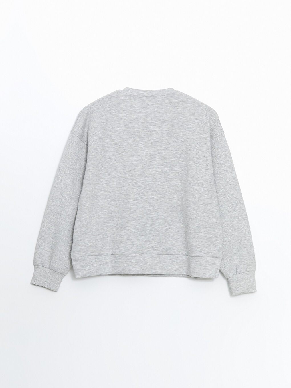 Gri Bisiklet Yaka Oversize Kadın Sweatshirt-5