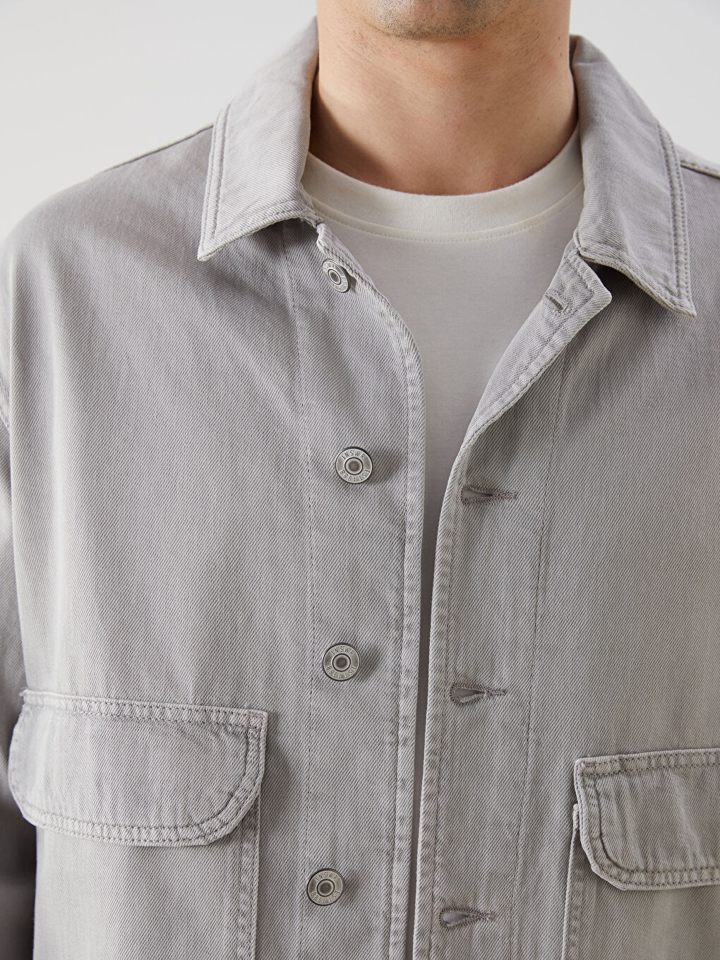 Gri Rahat Kalıp Erkek Jean Ceket-2