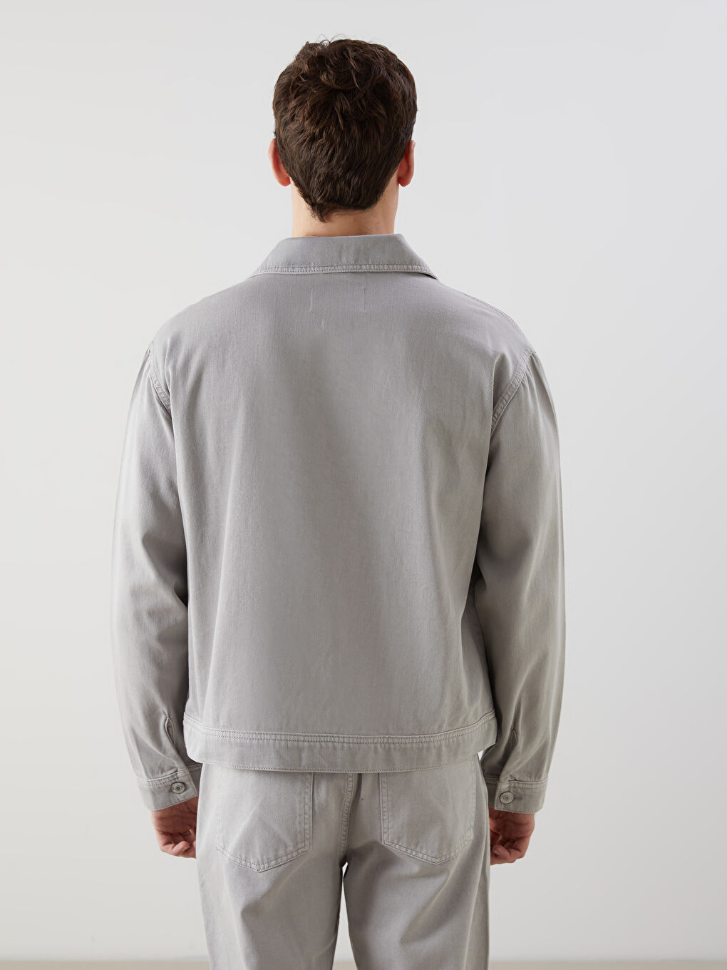 Gri Rahat Kalıp Erkek Jean Ceket-3