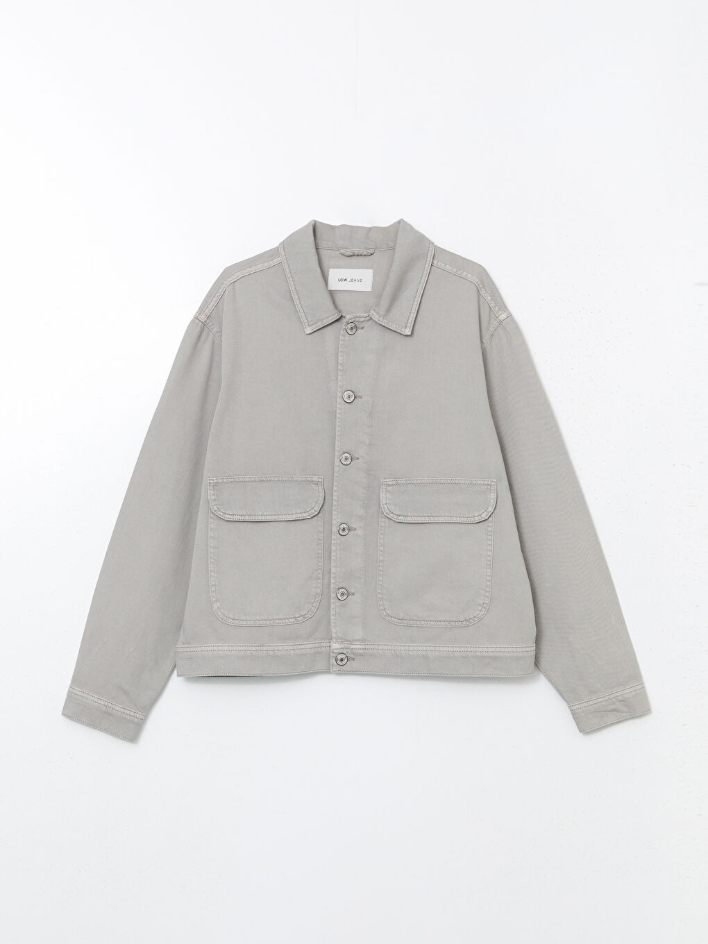 Gri Rahat Kalıp Erkek Jean Ceket-4