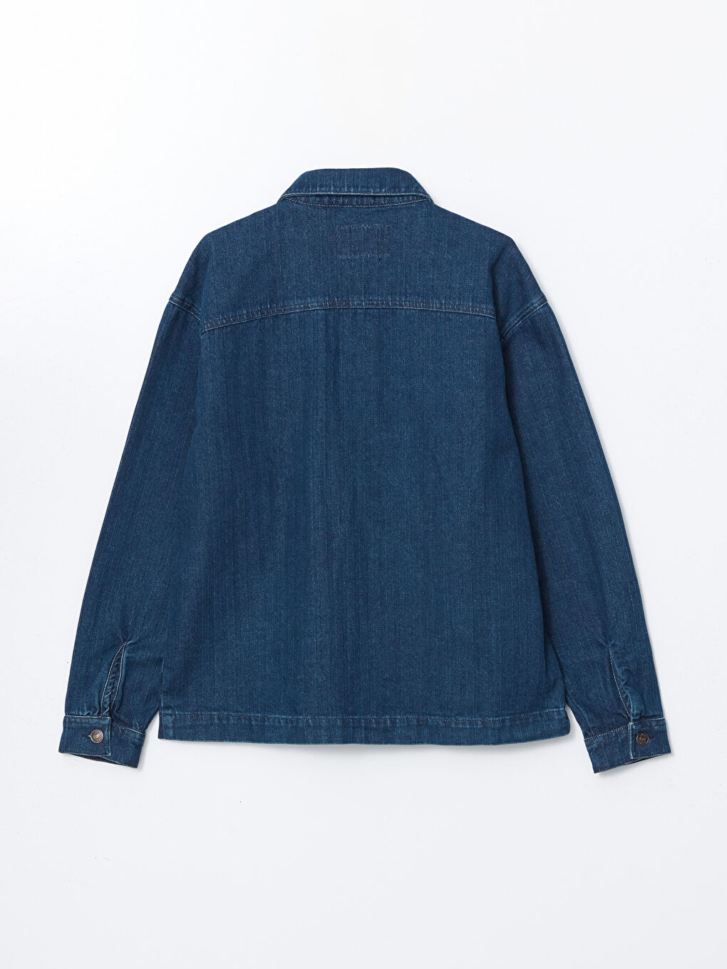 İndigo Rahat Kalıp Uzun Kollu Erkek Jean Gömlek-5