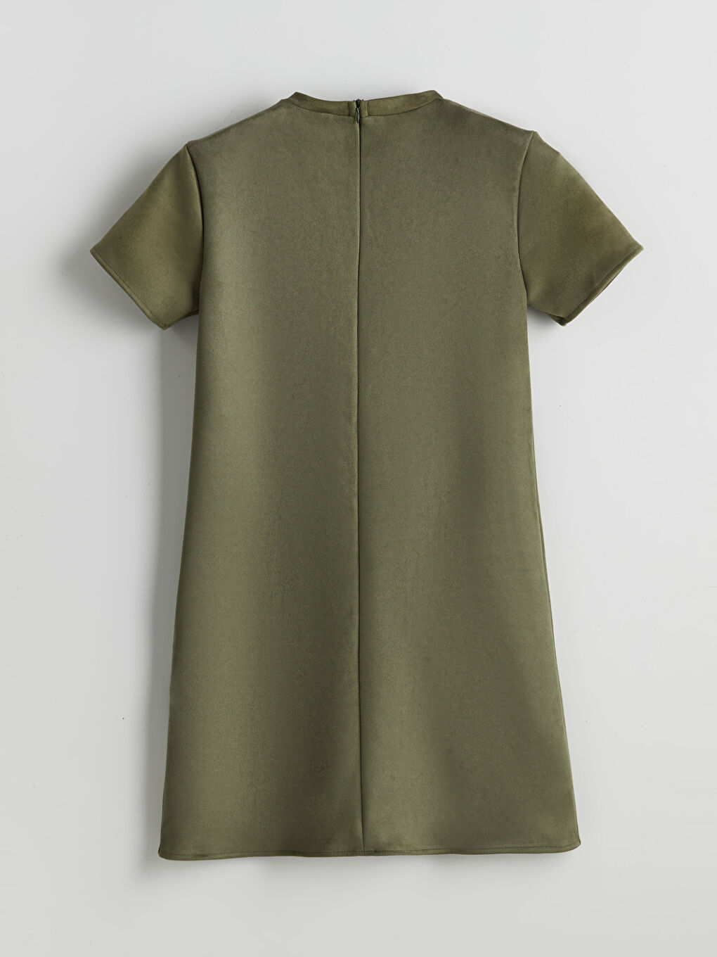 Haki Bisiklet Yaka Taşlı Elbise-5