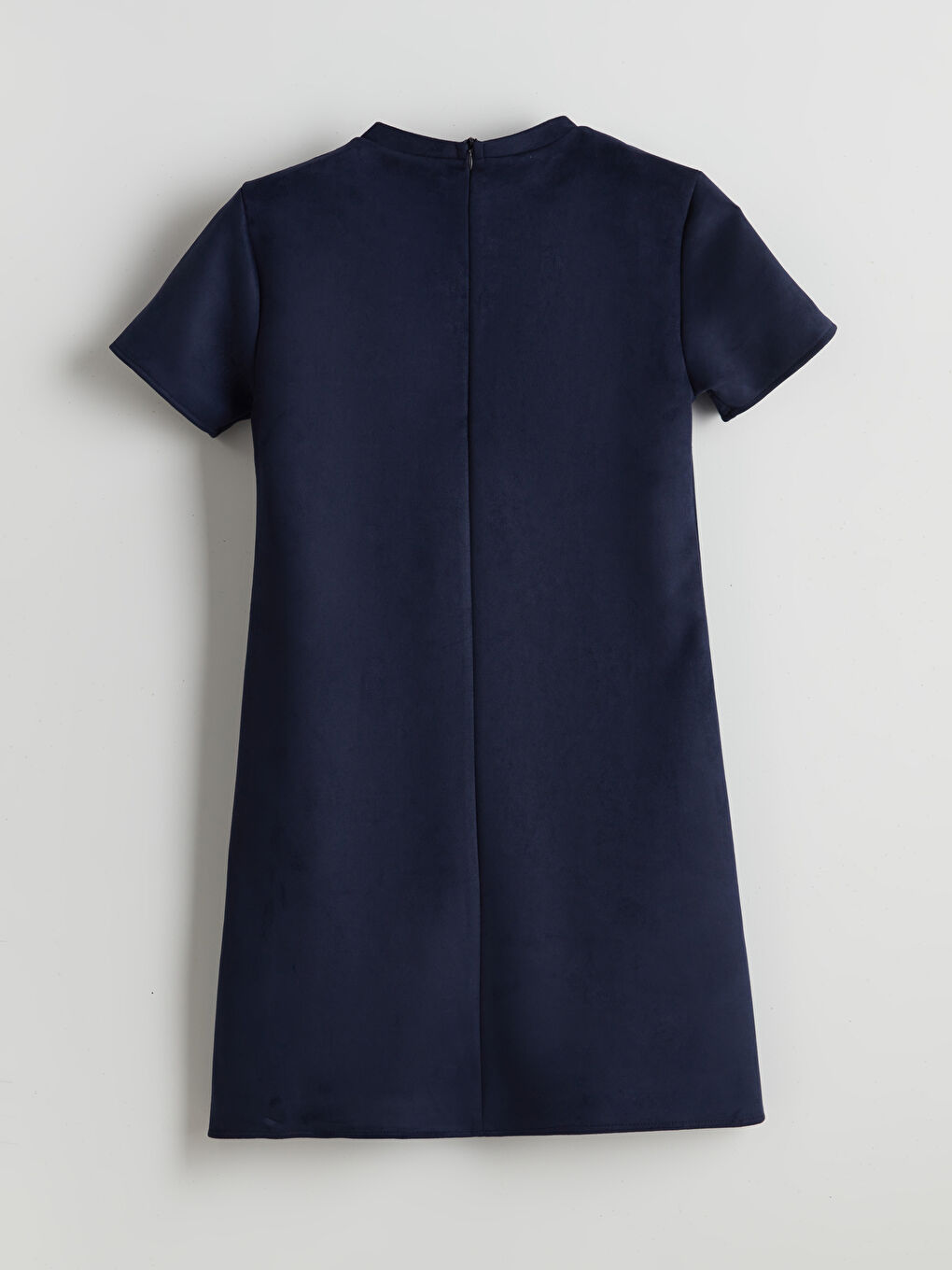 Lacivert Bisiklet Yaka Taşlı Elbise-5