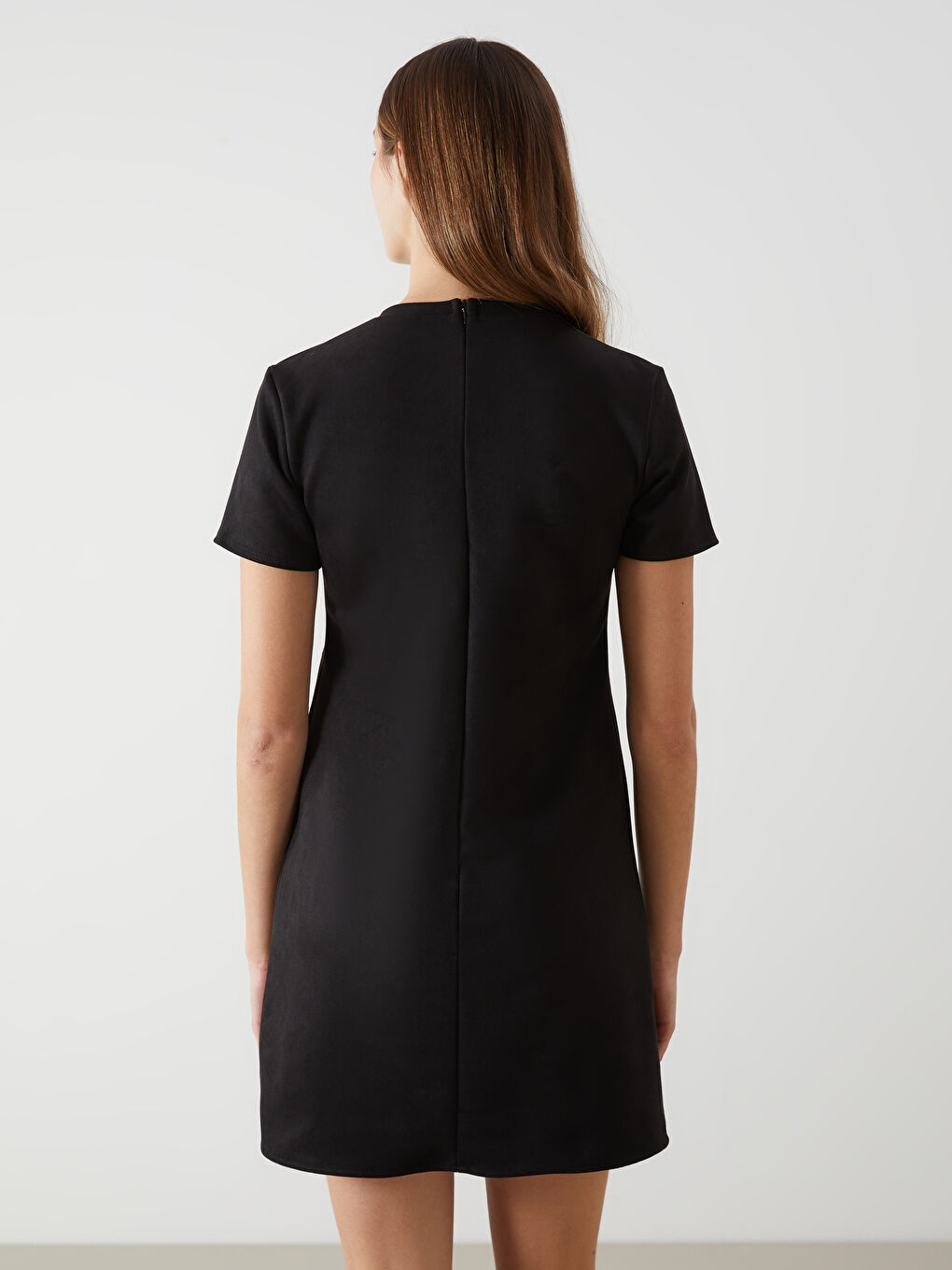 Siyah Bisiklet Yaka Taşlı Elbise-3