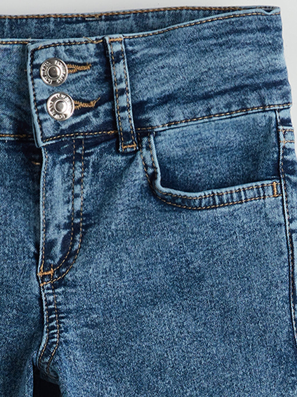 Mavi İspanyol Paça Kız Çocuk Jean Pantolon-2