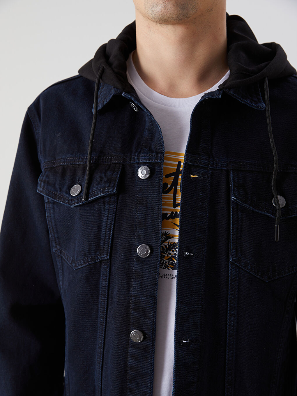 Siyah Standart Kalıp Erkek Jean Ceket-2