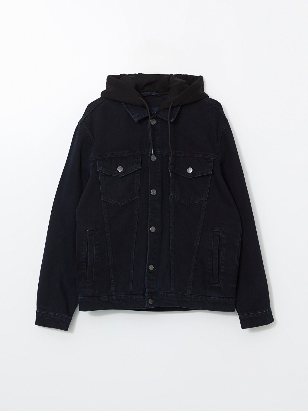 Siyah Standart Kalıp Erkek Jean Ceket-4