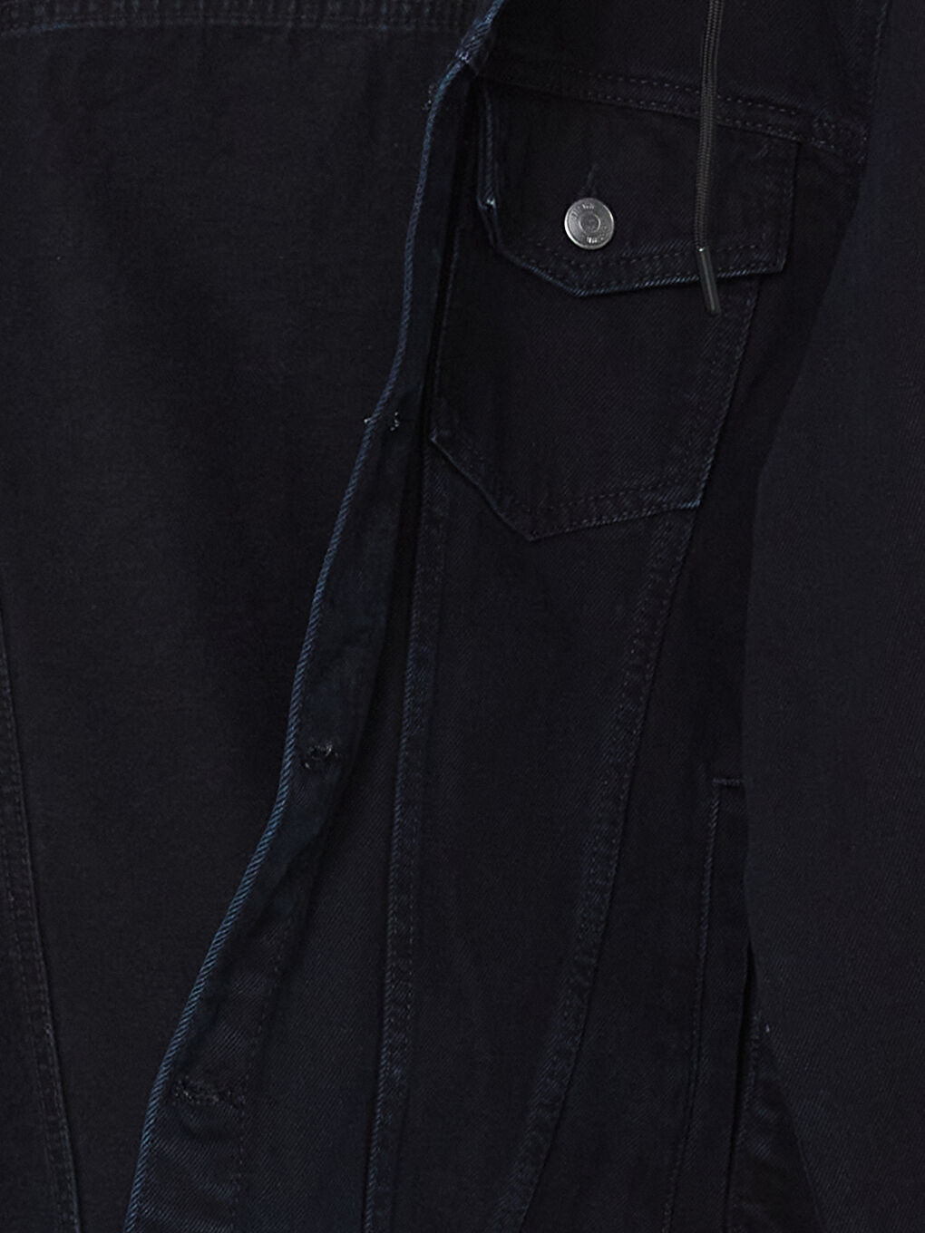 Siyah Standart Kalıp Erkek Jean Ceket-5