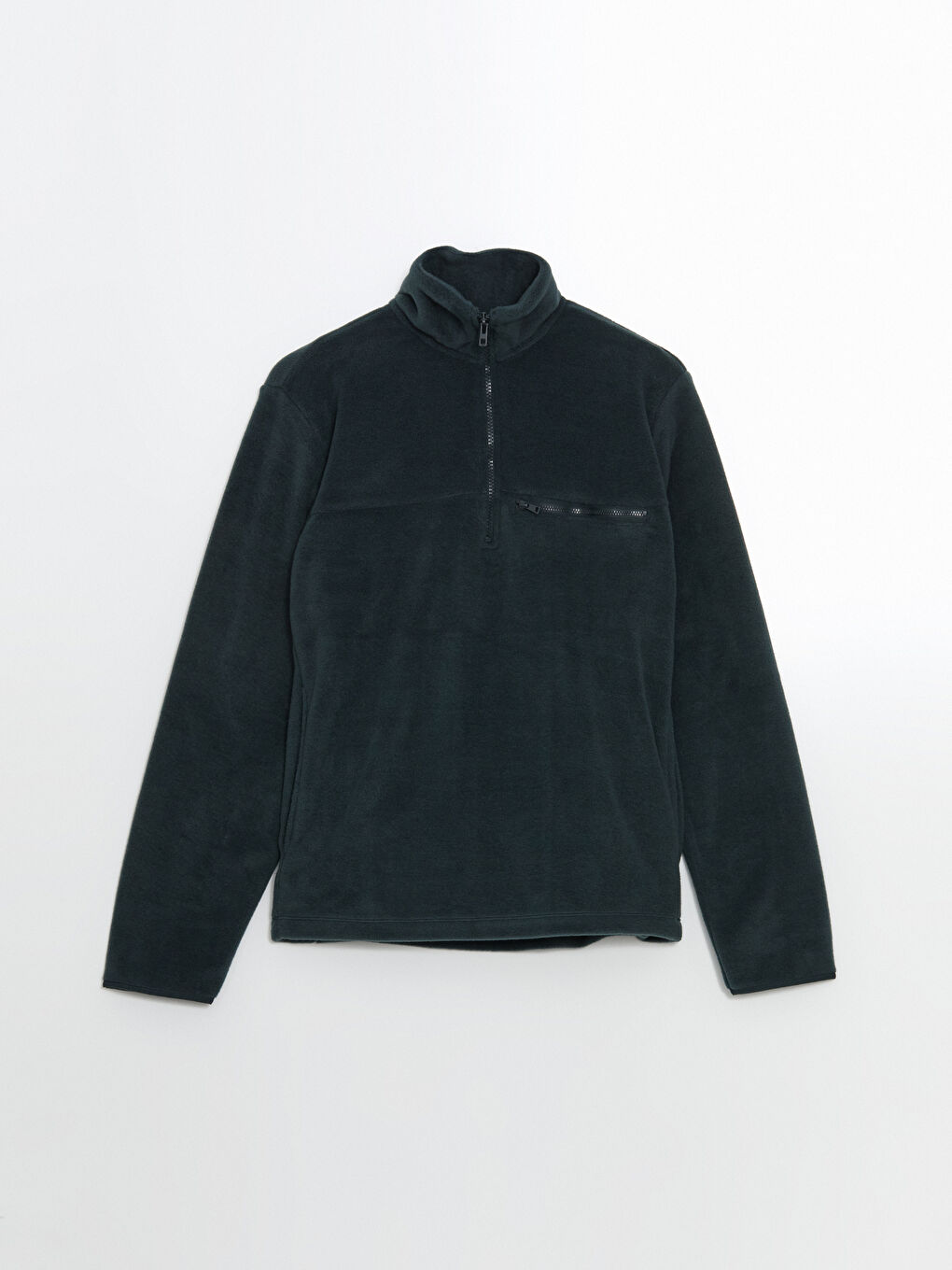 Yeşil Dik Yaka Uzun Kollu Polar Erkek Sweatshirt-4