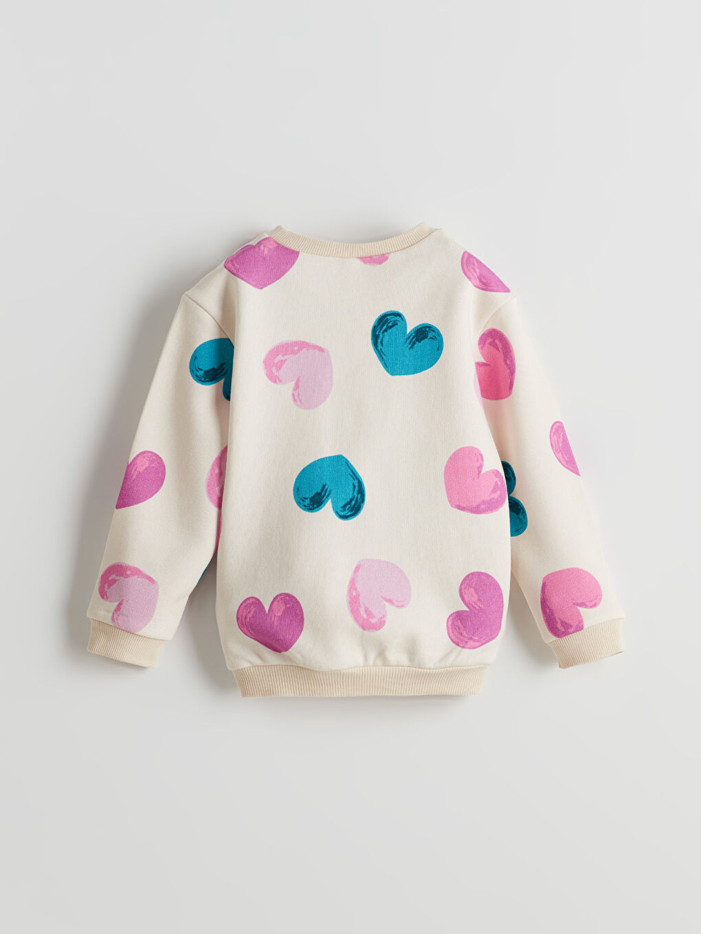 Ekru Bisiklet Yaka Baskılı Kız Çocuk Sweatshirt ve Tayt 2'li-3