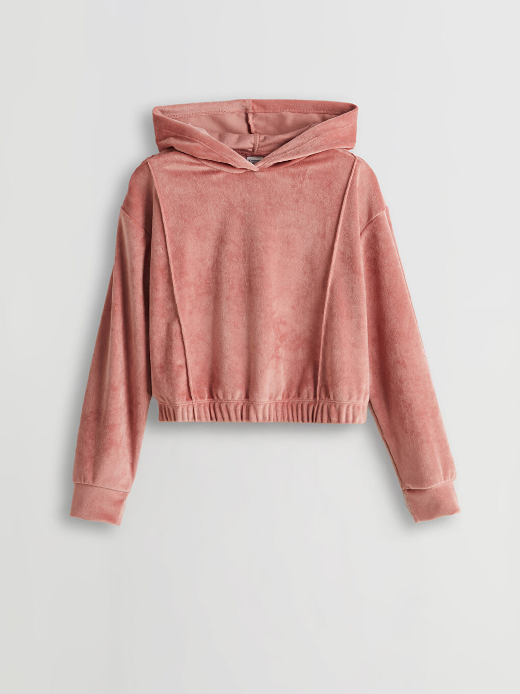 Pembe Kapüşonlu Kadife Kız Çocuk Sweatshirt