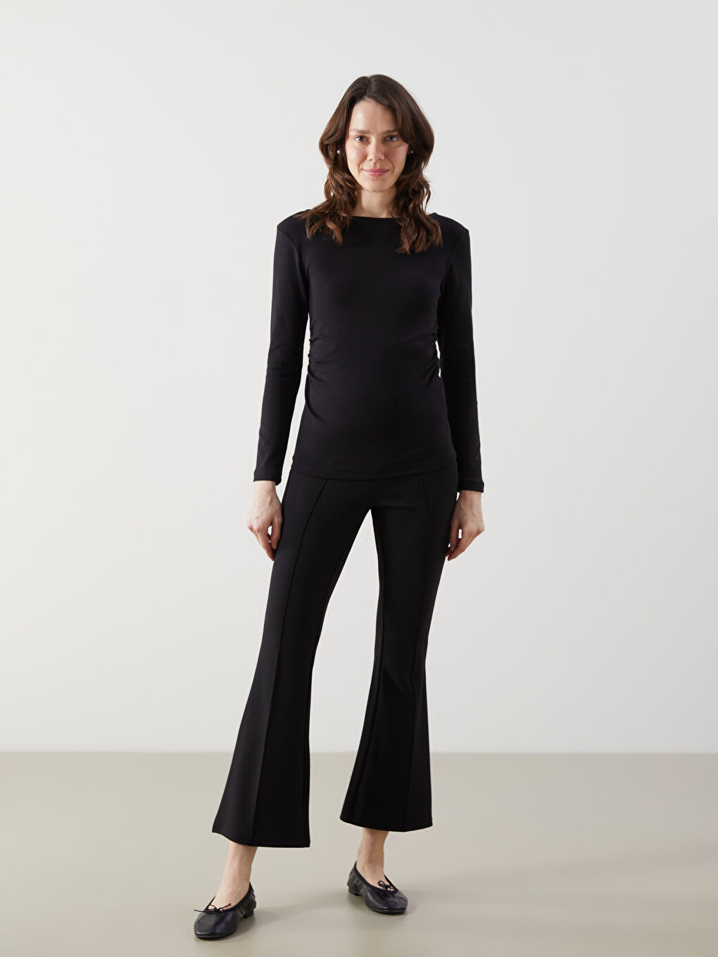 Siyah Kayık Yaka Kadın Body-1