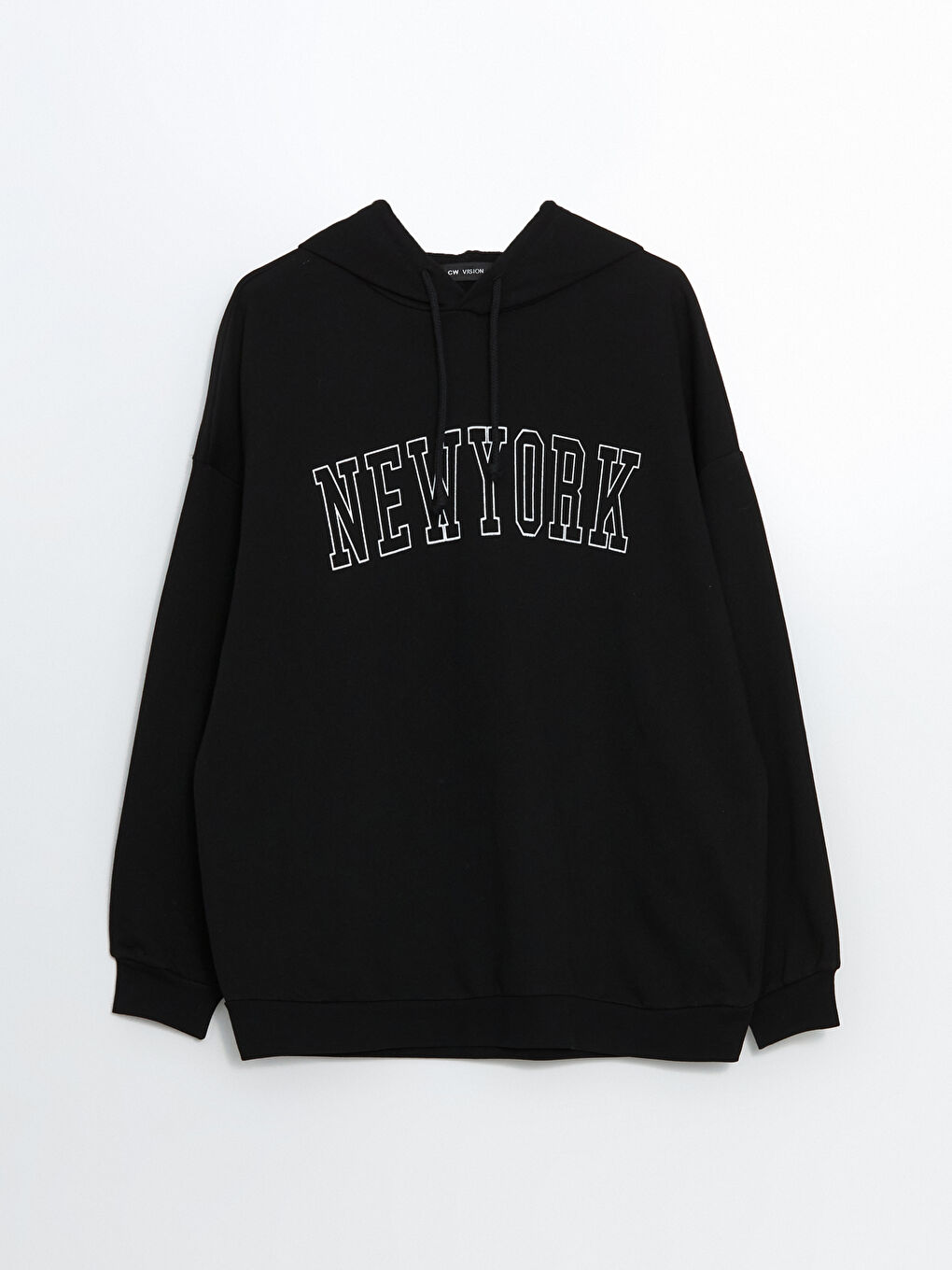 هودي سميك واسع الحجم مطرز نيويورك للسيدات-3