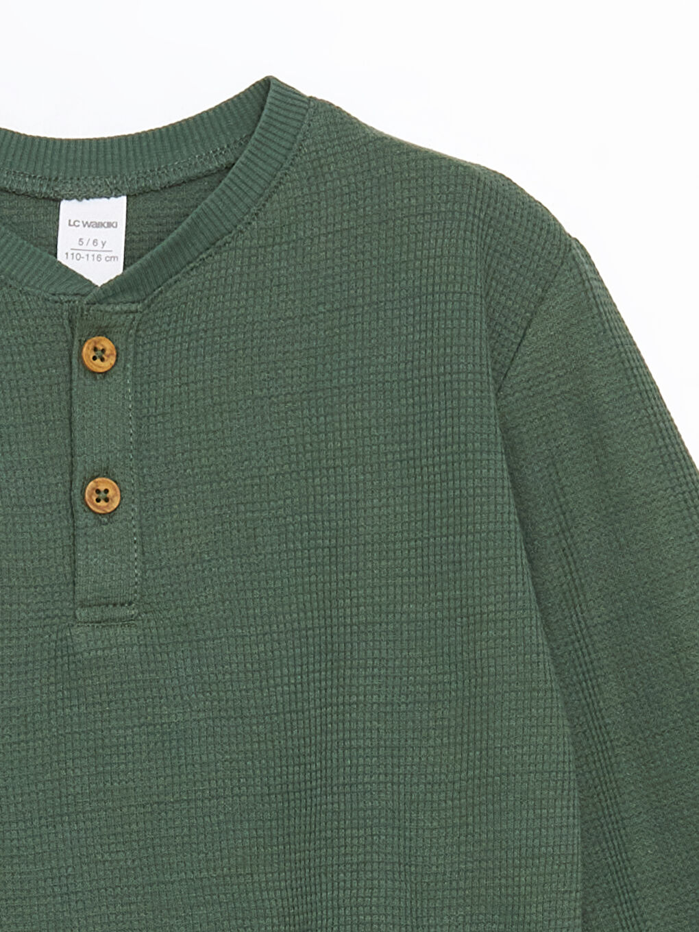 Yeşil Düğmeli Basic Erkek Çocuk Tişört-1