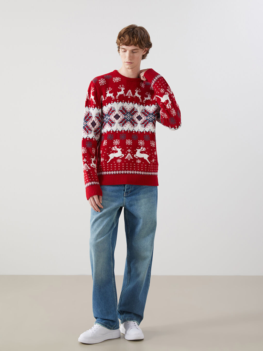 XSIDE Crew Neck Long Sleeve Christmas Themed Men's Knitwear Sweater -W4M866Z8-CSG