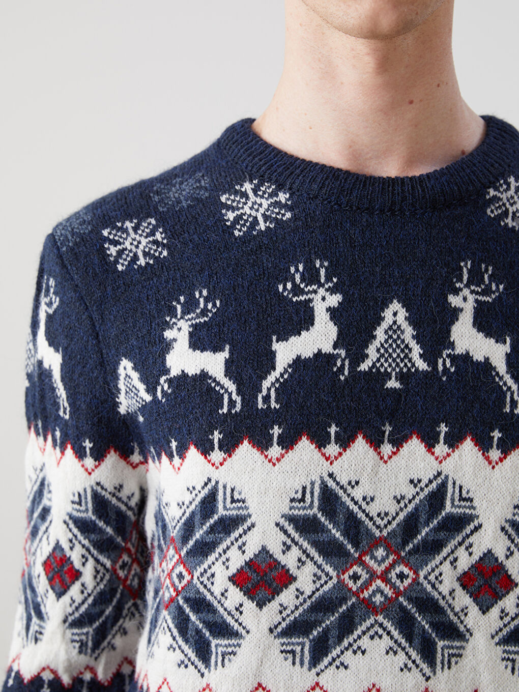 Crew Neck Long Sleeve Christmas Themed Men's Knitwear Sweater -W4M866Z8-HRZ