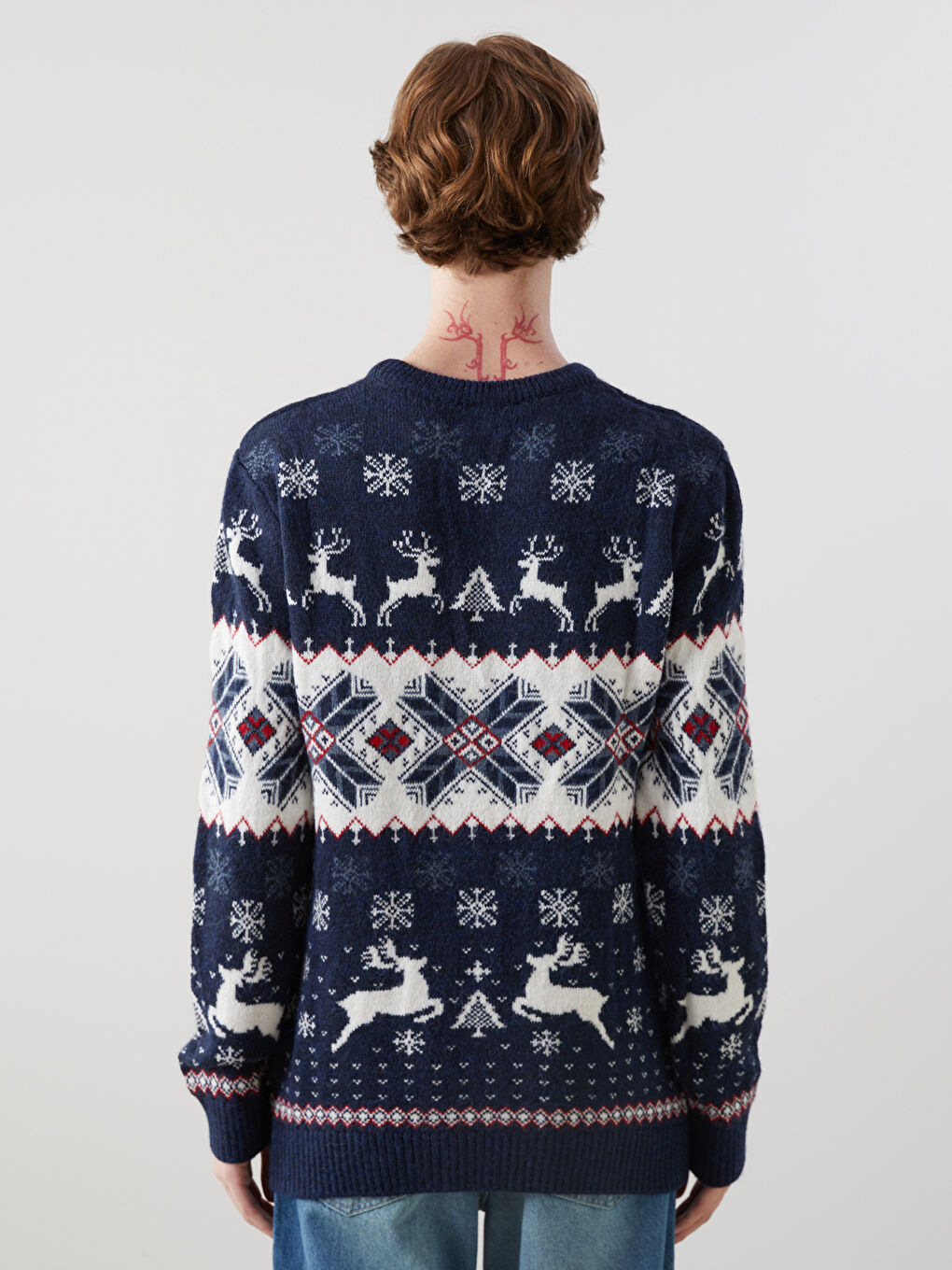 Crew Neck Long Sleeve Christmas Themed Men's Knitwear Sweater -W4M866Z8-HRZ