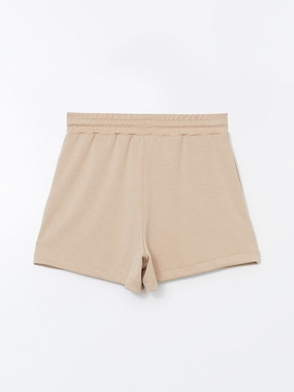 Bej Beli Lastikli Kadın Şort-5