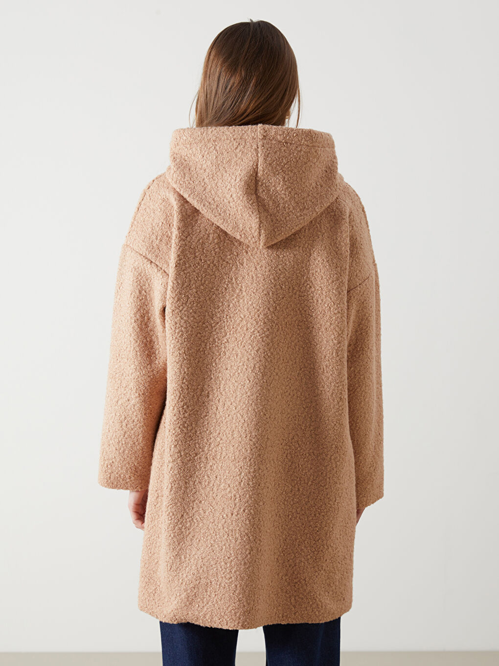 Bej Kapüşonlu Kadın Hırka-3