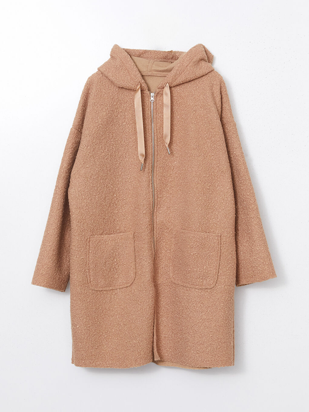 Bej Kapüşonlu Kadın Hırka-4