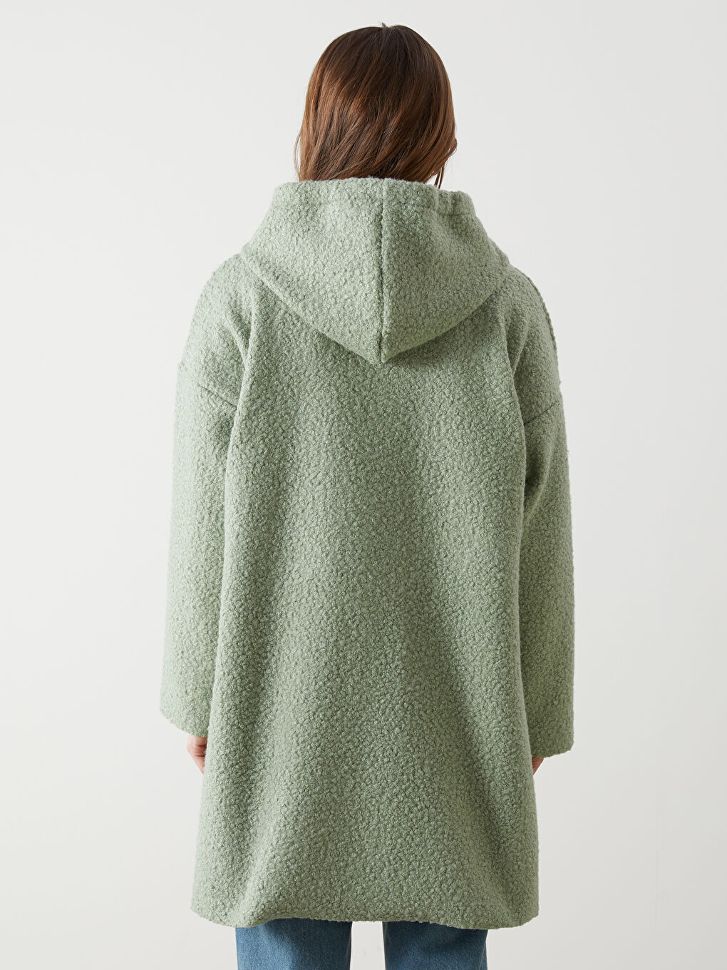 Yeşil Kapüşonlu Kadın Hırka-3