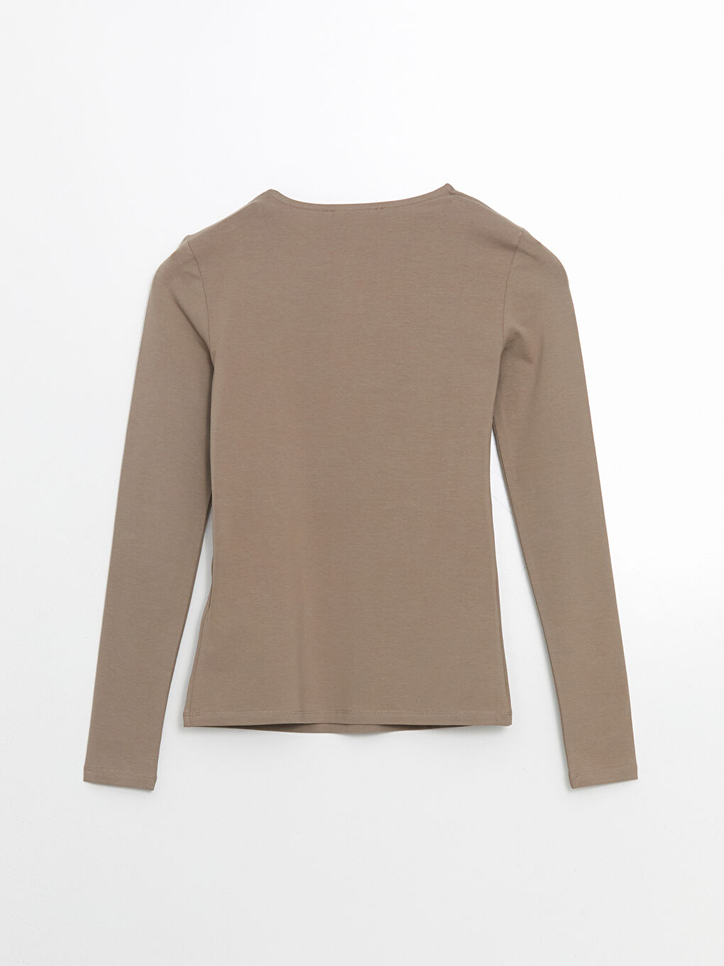 Kahverengi Bisiklet Yaka Düz Uzun Kollu Kadın Body-9