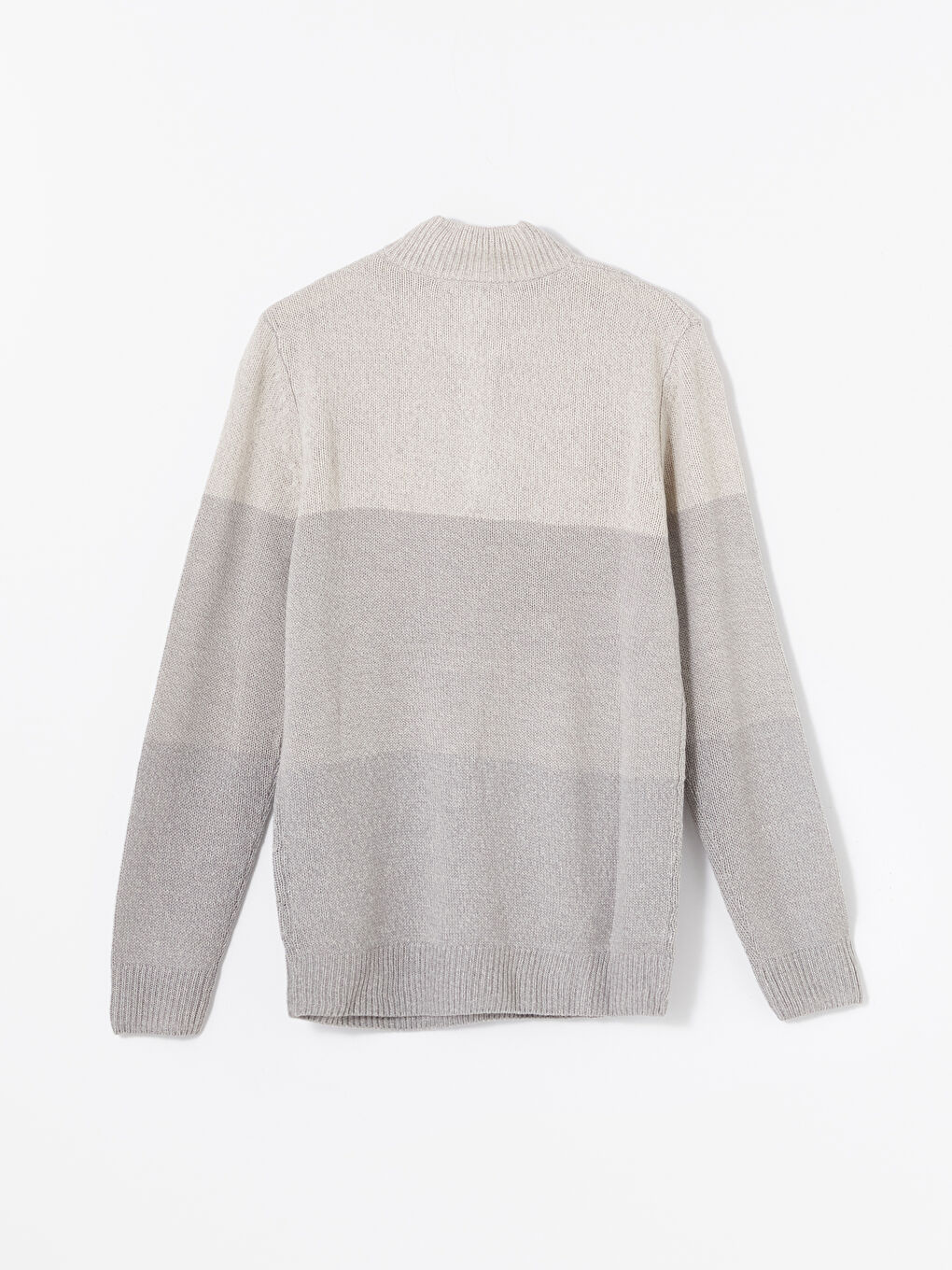 Gri Dik Yaka Uzun Kollu Erkek Triko Kazak-12