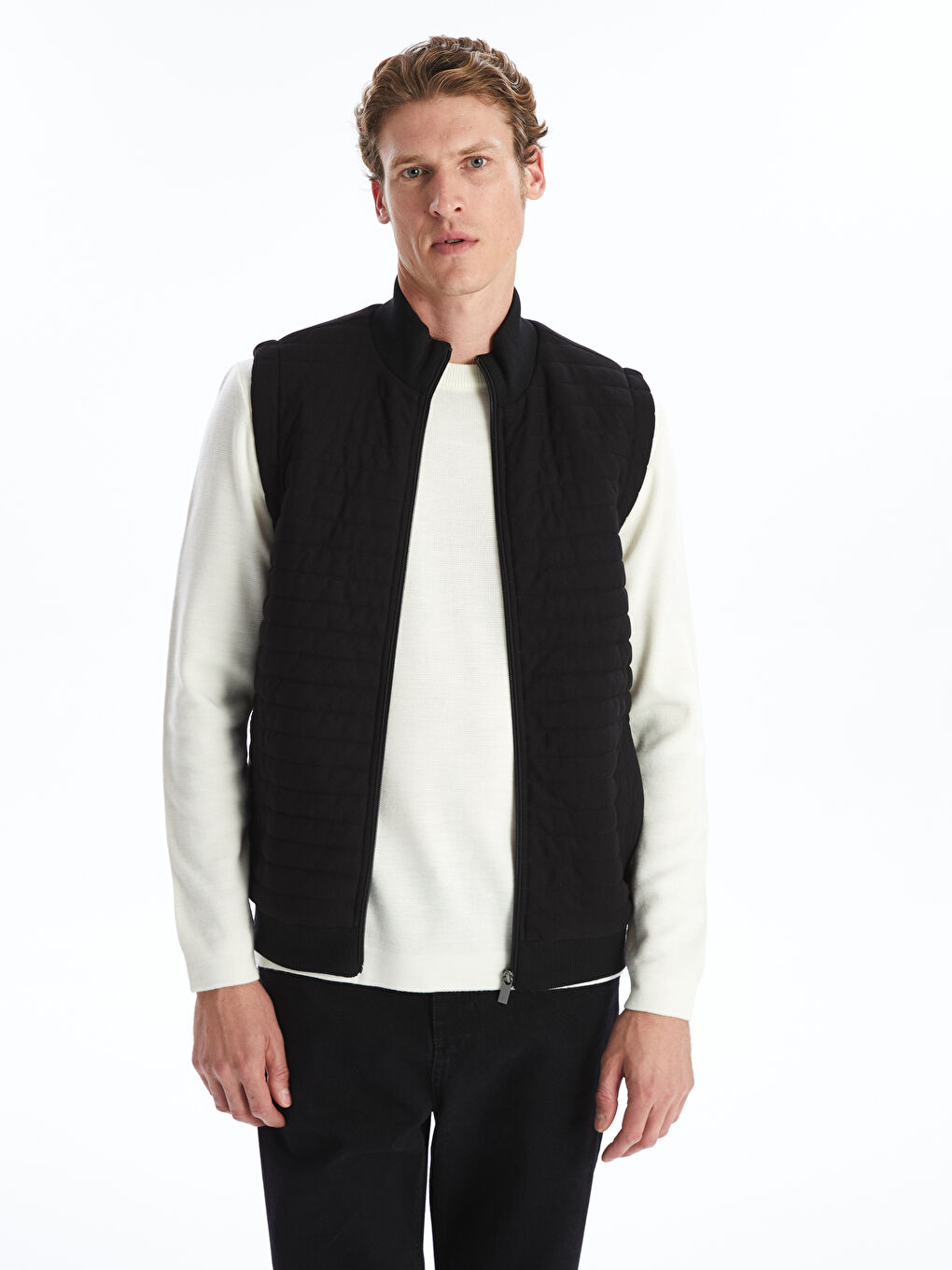 Regular Fit Funnel Neck Men's Knitwear Waistcoat-3