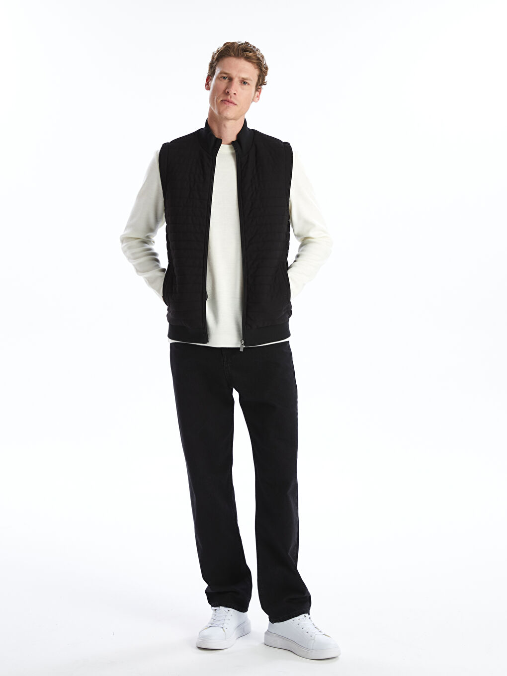 Regular Fit Funnel Neck Men's Knitwear Waistcoat-5