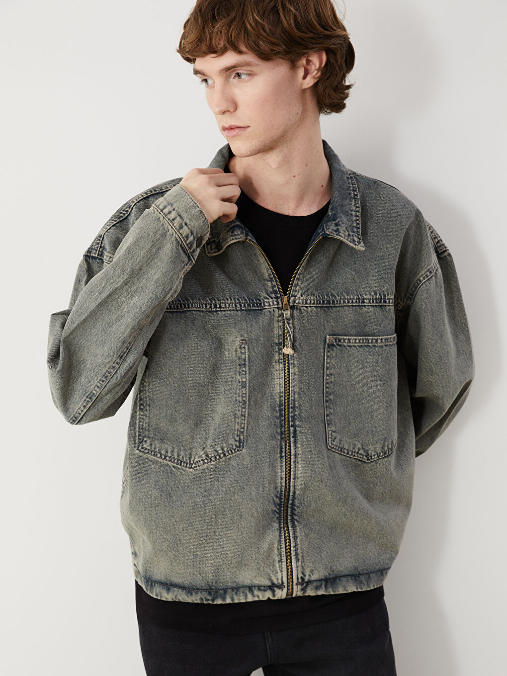 İndigo Rahat Kalıp Erkek Jean Ceket