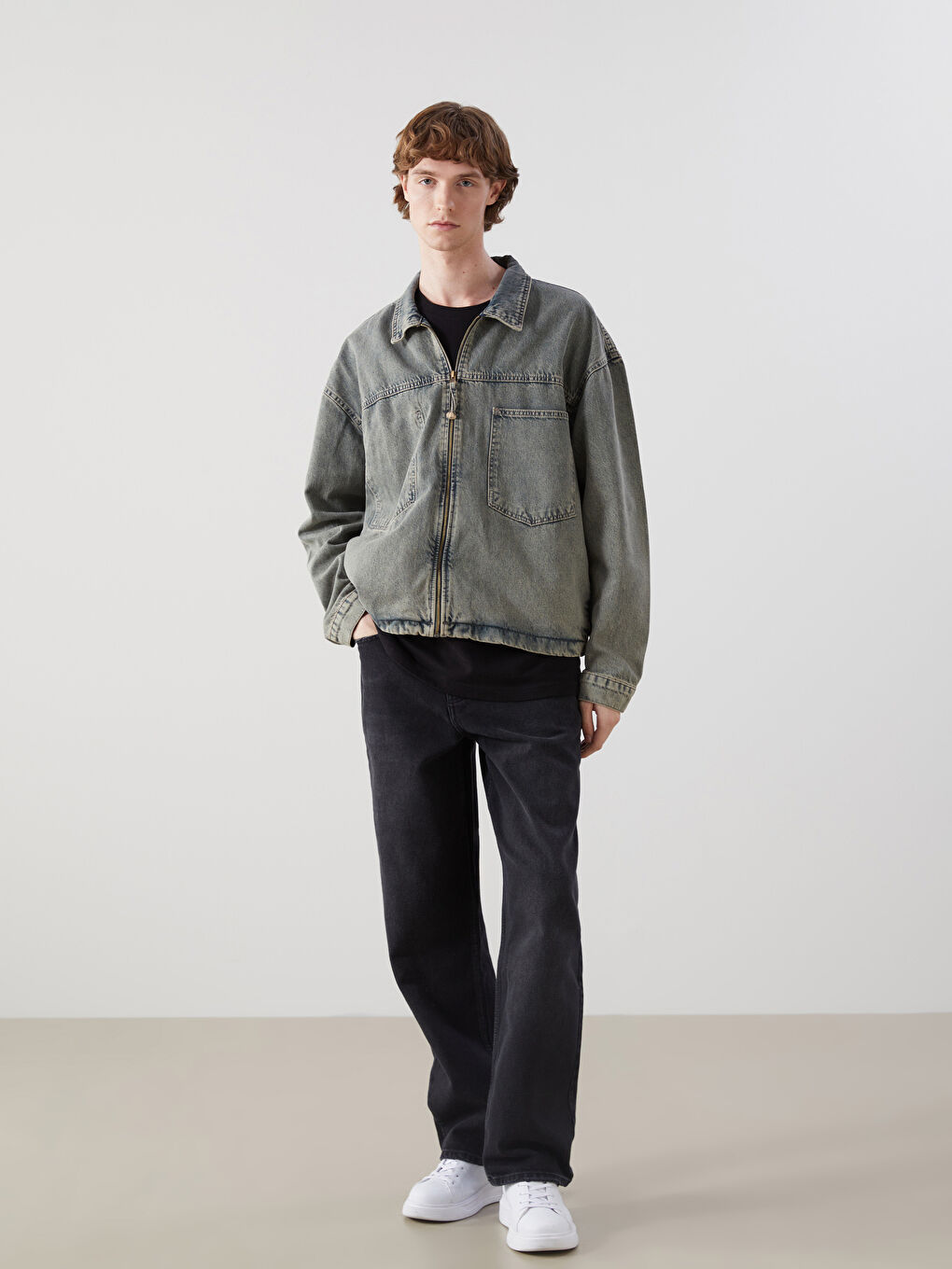 İndigo Rahat Kalıp Erkek Jean Ceket-1