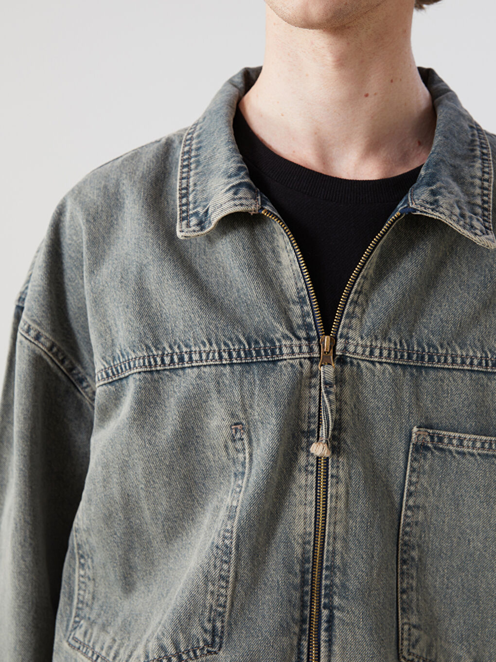 İndigo Rahat Kalıp Erkek Jean Ceket-2