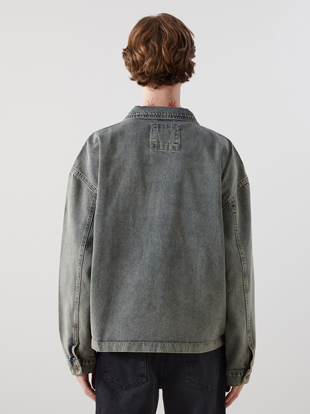 İndigo Rahat Kalıp Erkek Jean Ceket-3