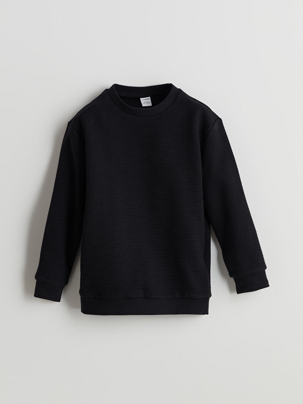 Siyah Bisiklet Yaka Basic Erkek Çocuk Sweatshirt