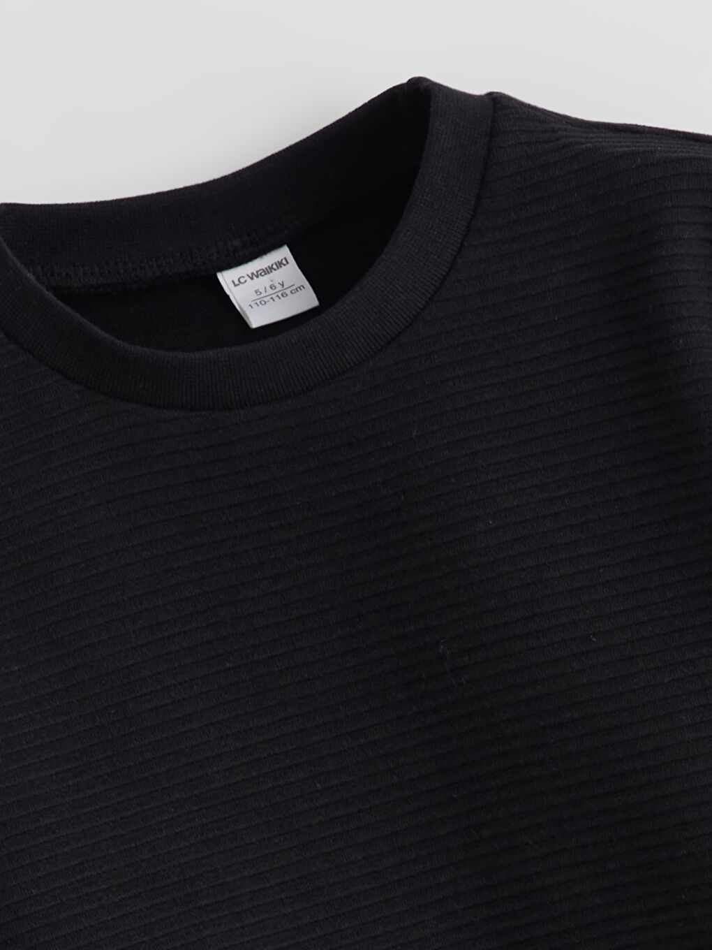 Siyah Bisiklet Yaka Basic Erkek Çocuk Sweatshirt-1