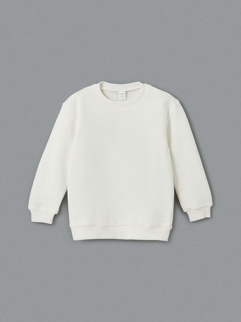 Ekru Bisiklet Yaka Basic Erkek Çocuk Sweatshirt