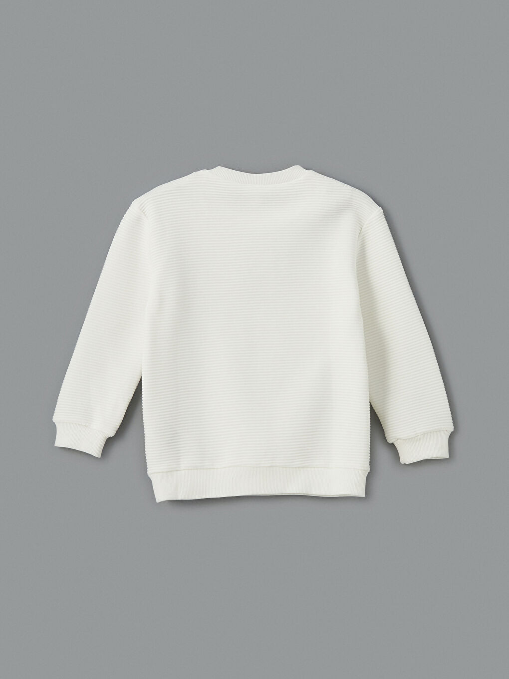 Ekru Bisiklet Yaka Basic Erkek Çocuk Sweatshirt-1