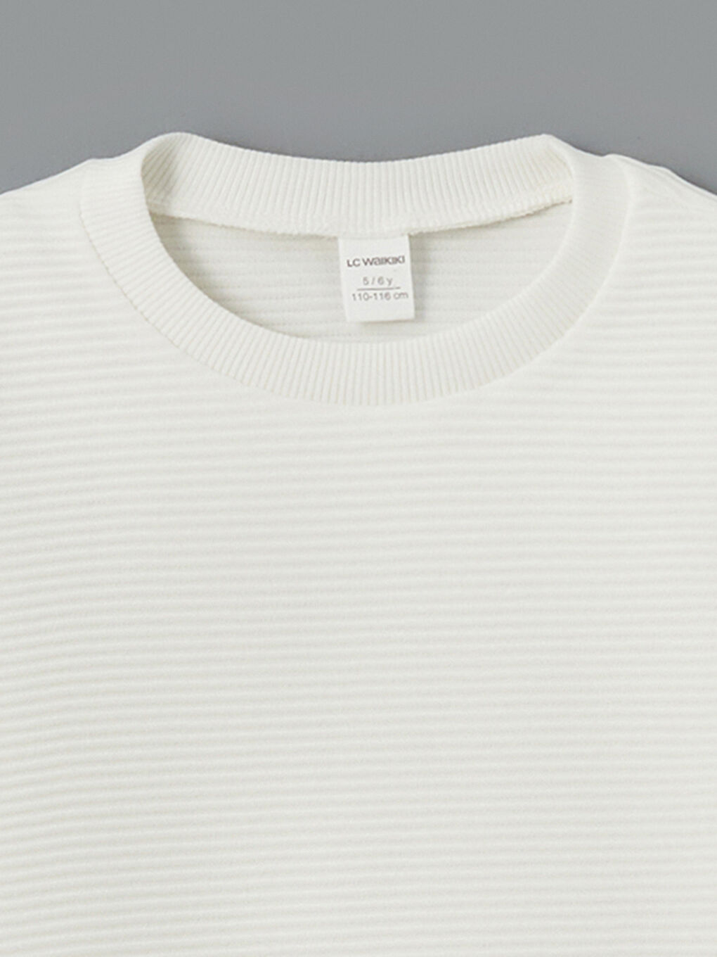 Ekru Bisiklet Yaka Basic Erkek Çocuk Sweatshirt-2